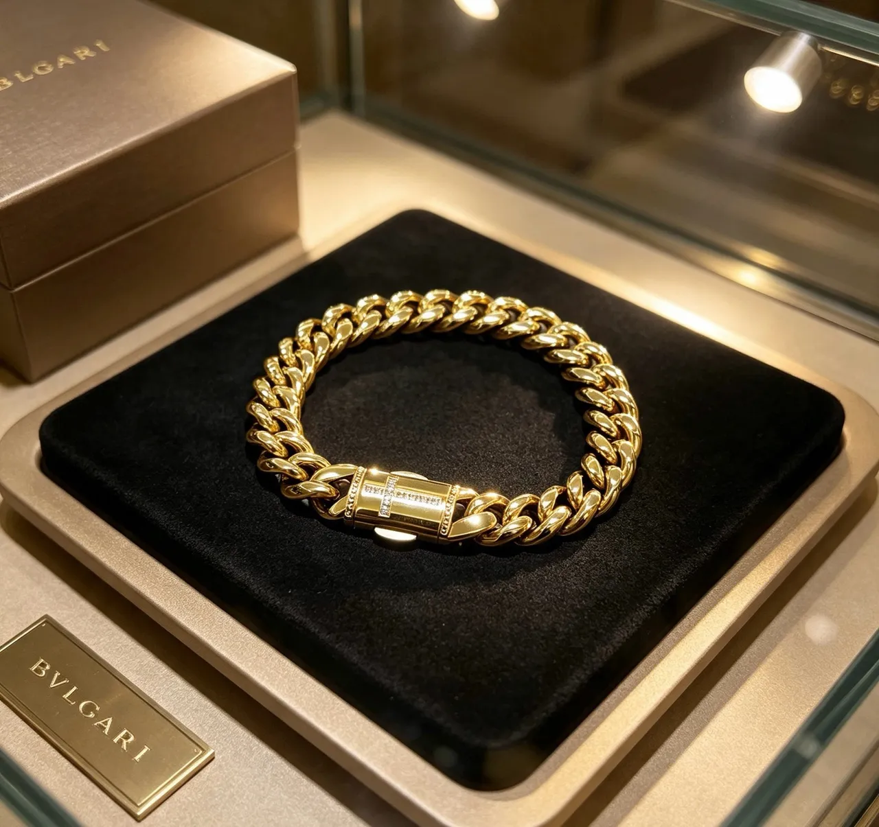 Bvlgari سوارة كيرب لينك ذهبية ثقيلة مصقولة أصفرة 6