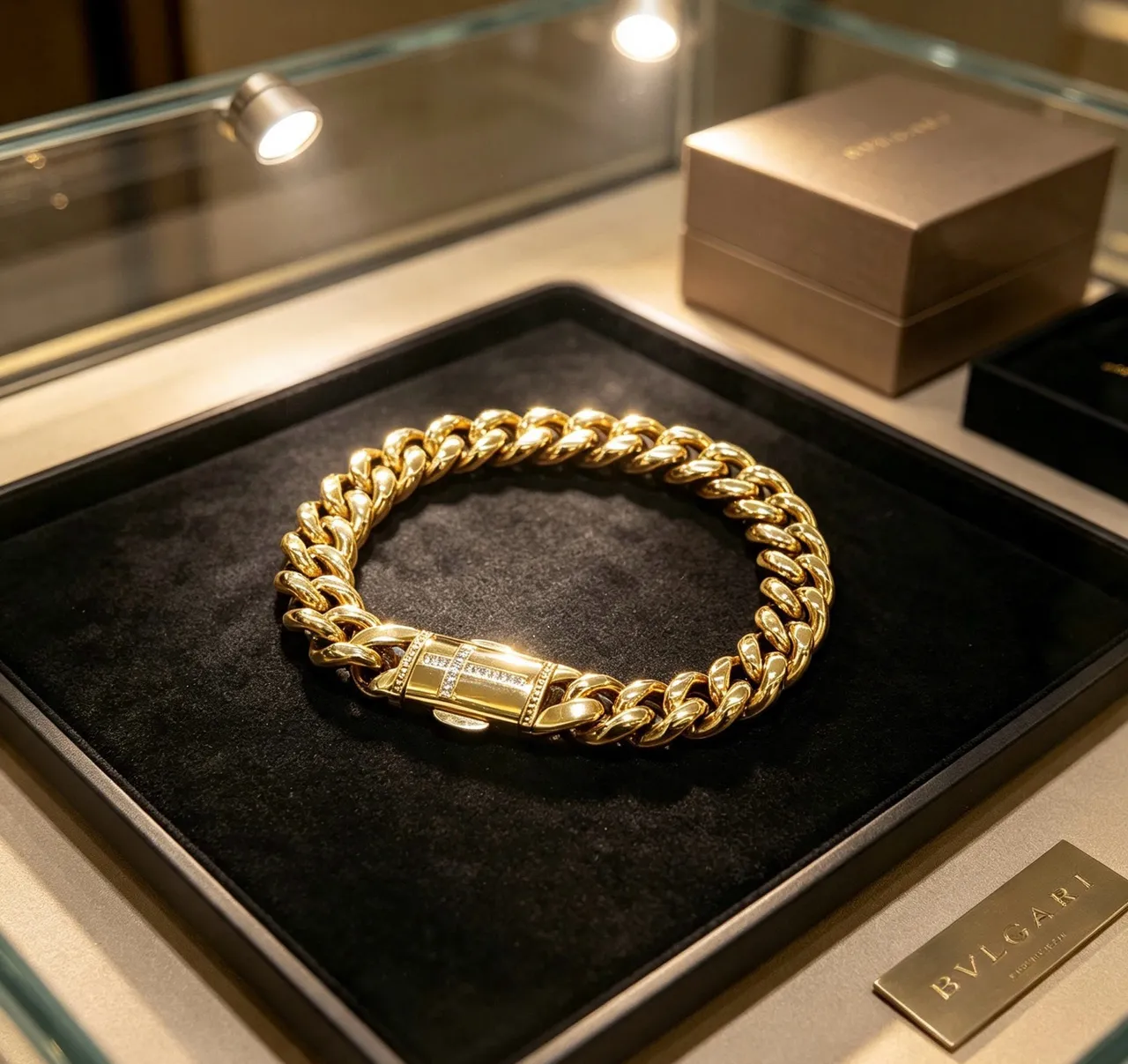 Bvlgari سوارة كيرب لينك ذهبية ثقيلة مصقولة أصفرة 9