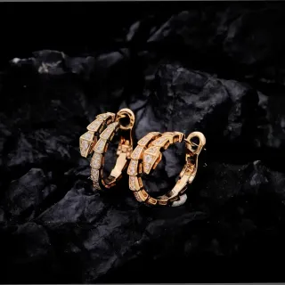 Bvlgari Serpenti أقراط ذهب أبيض دائري مقسم زاحف مرصع حجر
