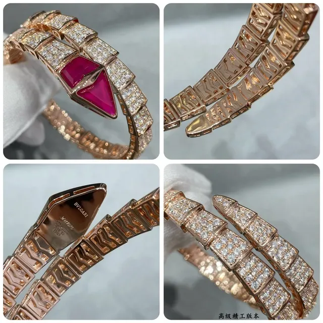 Bvlgari Serpenti रूबी और डायमंड रोज गोल्ड ब्रेसलेट 3