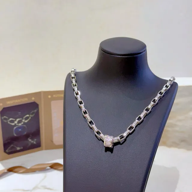Bvlgari 银金钻石镶嵌链条几何铰接链接项链 2