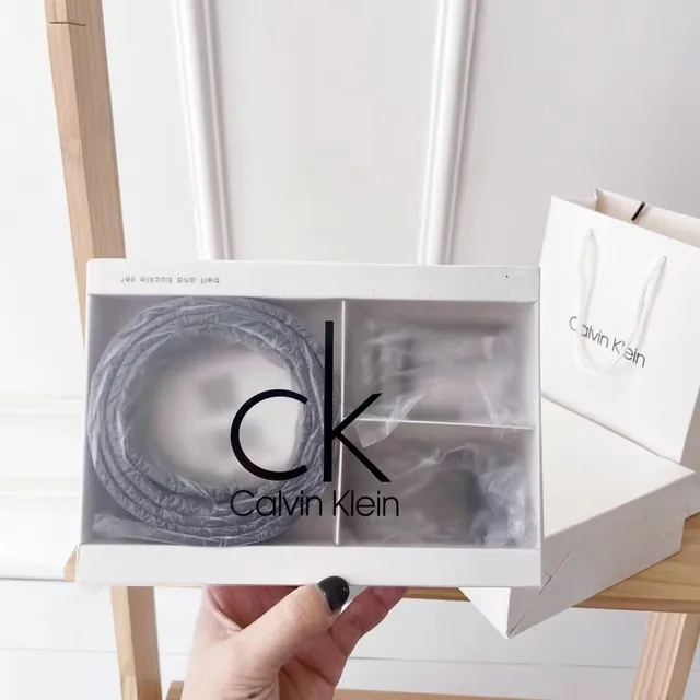 Calvin Klein बेल्ट और बकल सेट काला चमड़ी का बेल्ट 12