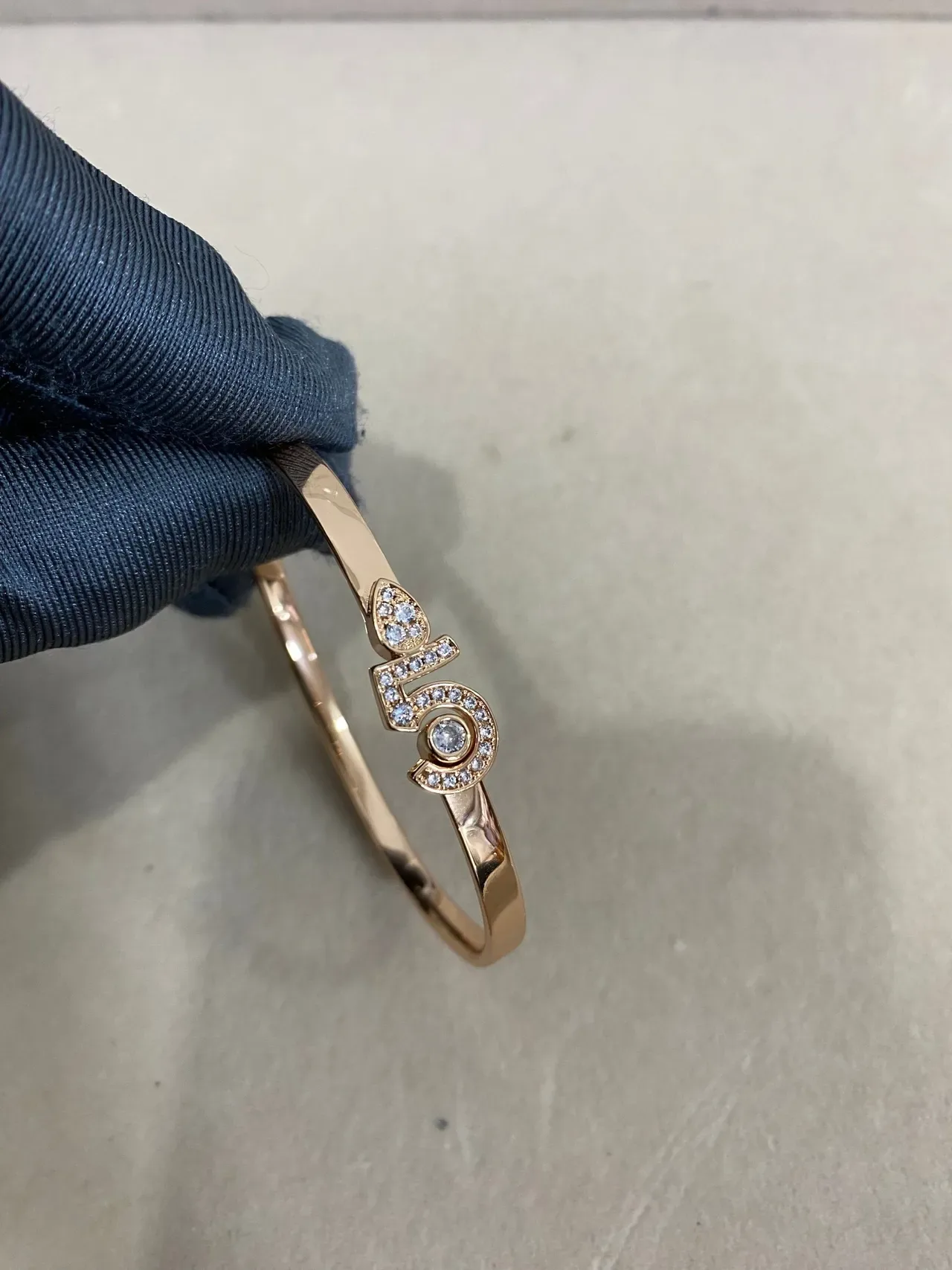 Cartier Gold Silver Pavé-Diamond Numeral Motif Rigid Bangle Bracelet 3