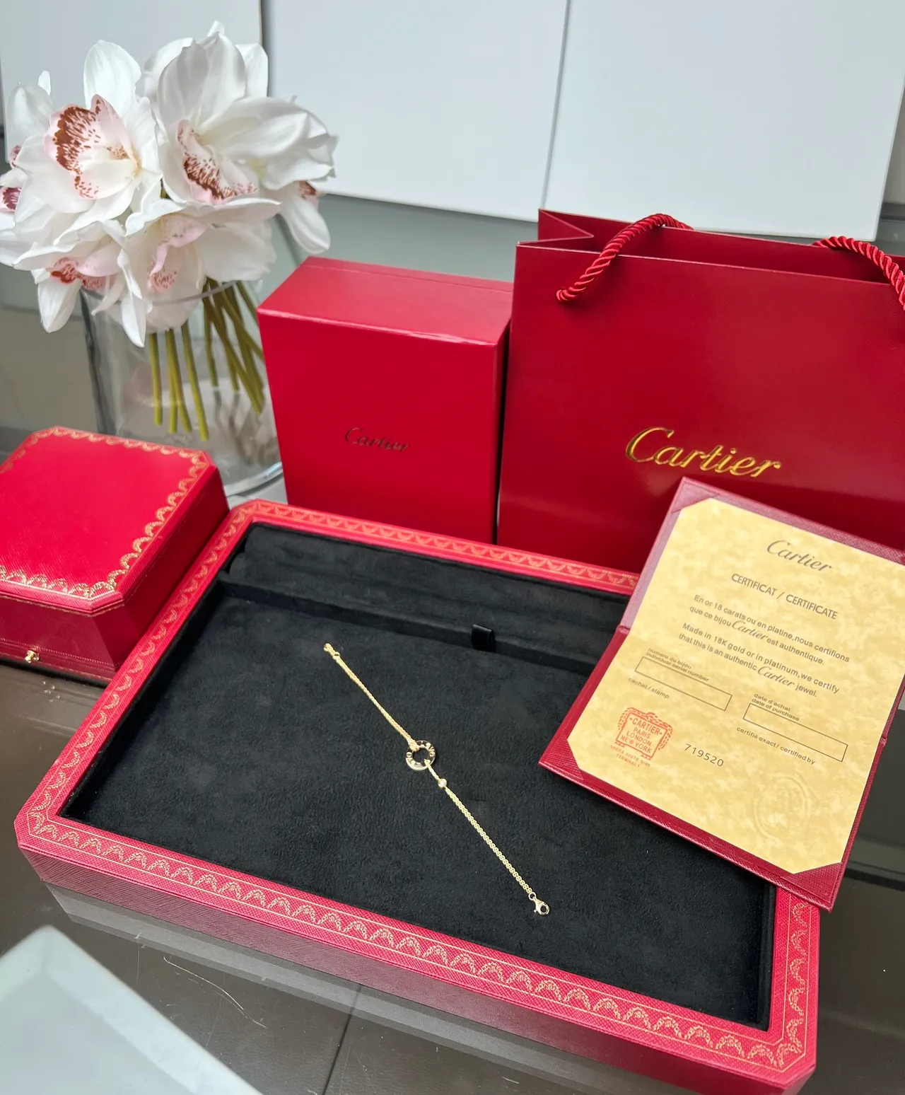 Cartier Juste un Clou সোনার কালো চেইন লিঙ্ক খোলা চক্রাকার মোটিফ ব্রেসলেট 8