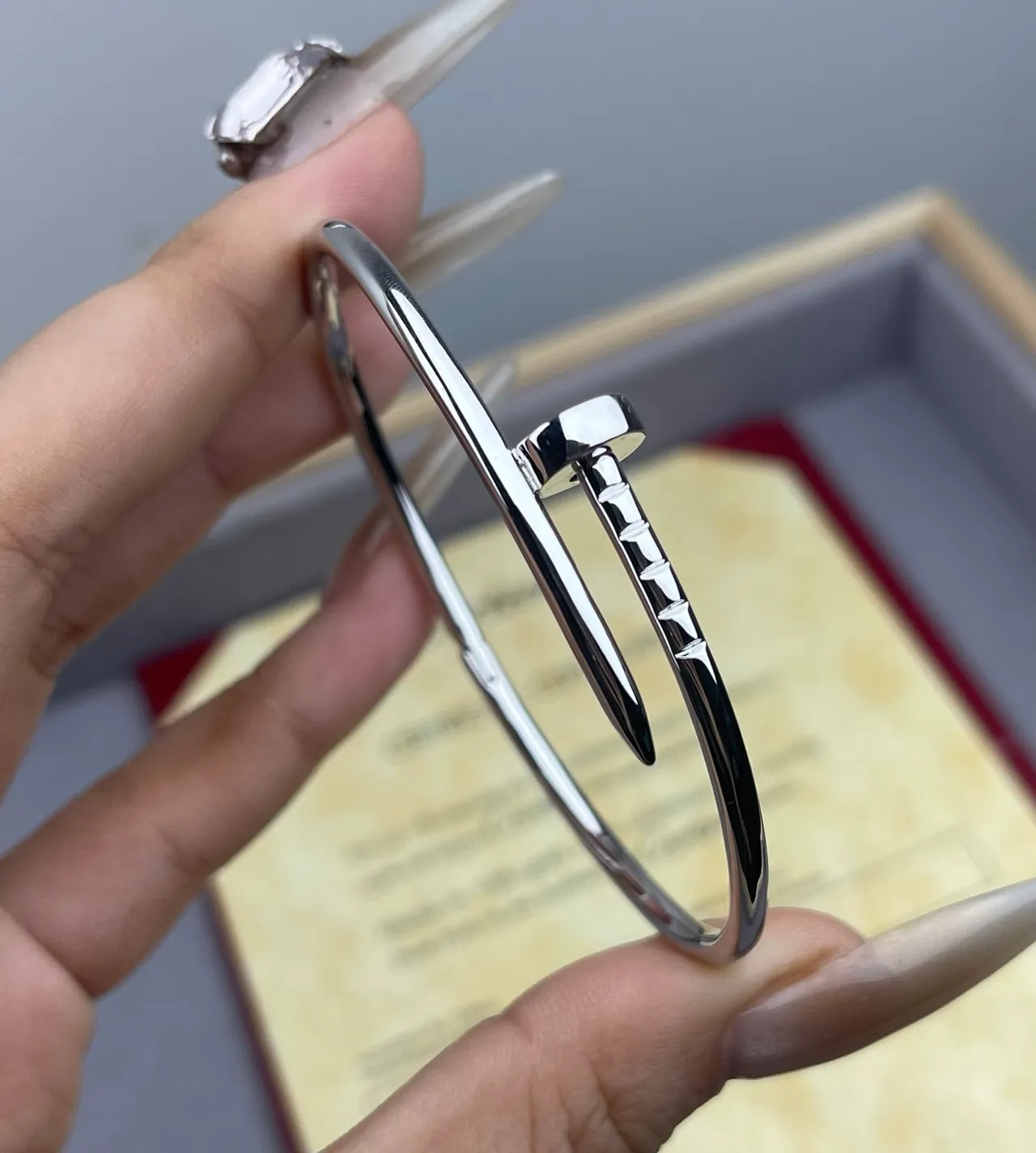 Cartier Juste un Clou Gold Silver Open Bangle Nail-Motif Bracelet 3