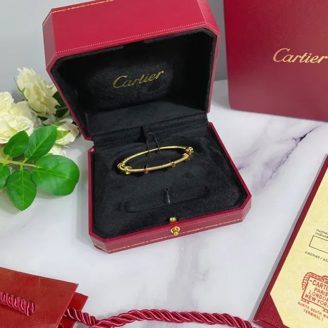 Cartier Juste un Clou Silver Gold Coiled Tubular Metal Hexagonal Nut Accents Bracelet 3