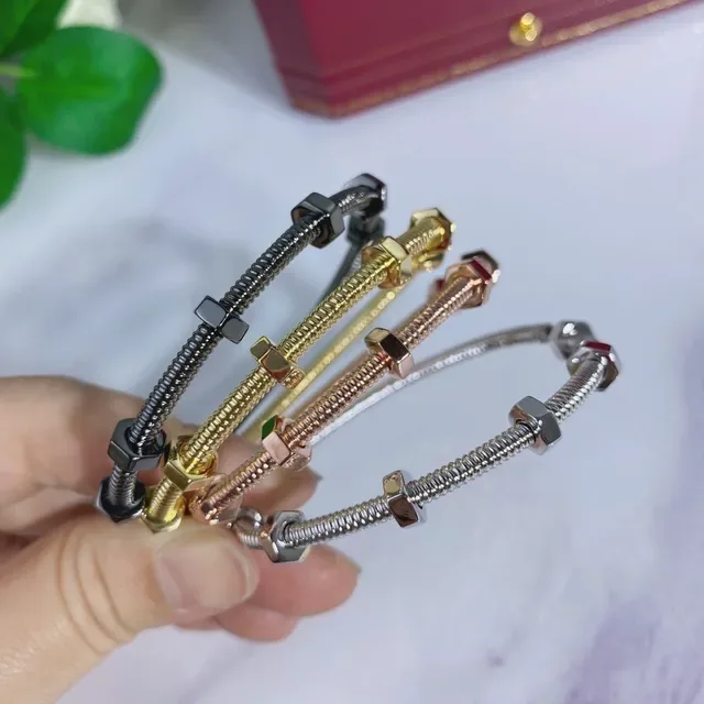 Cartier Juste un Clou Silver Gold Coiled Tubular Metal Hexagonal Nut Accents Bracelet 6