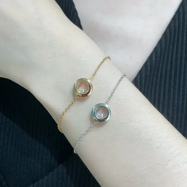 Cartier Juste un Clou চাঁদি সোনা রোটেটিং ডাবল সার্কেল বেজেল সিঙ্গেল সেন্ট্রাল ডায়মন্ড ব্রেসলেট 9