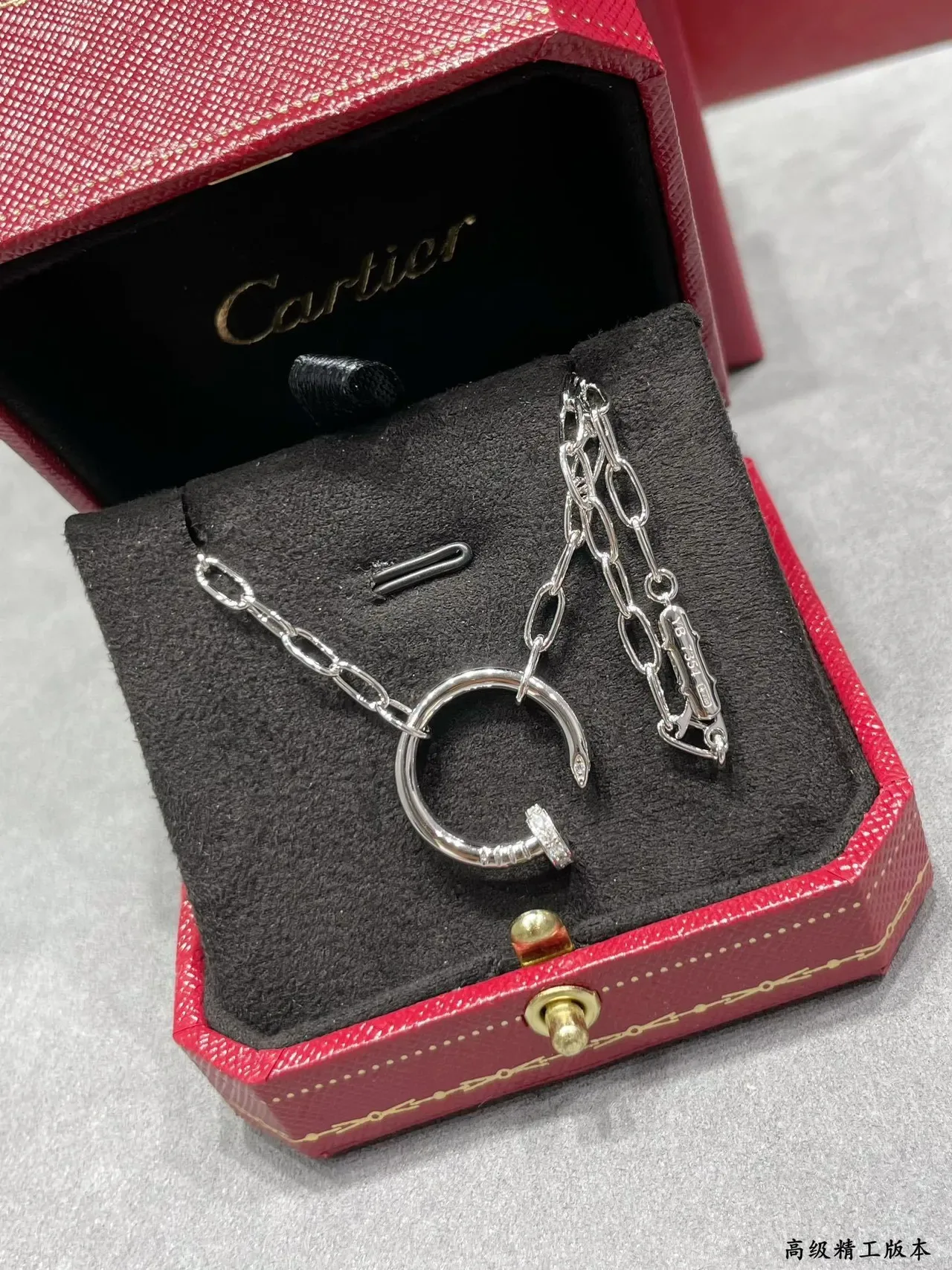 Cartier Juste un Clou قلادة فضية بيضاء مع دائرة مفتوحة نمط المسامير 7