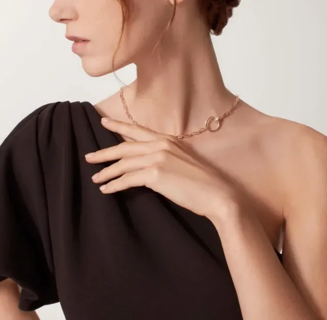 Cartier Juste un Clou قلادة فضية بيضاء مع دائرة مفتوحة نمط المسامير 9