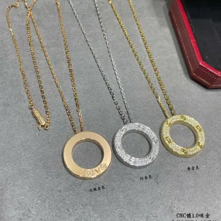 Cartier Love قلادة ذهبية فضية دائرية مفتوحة الحلقة نقش الموضوع