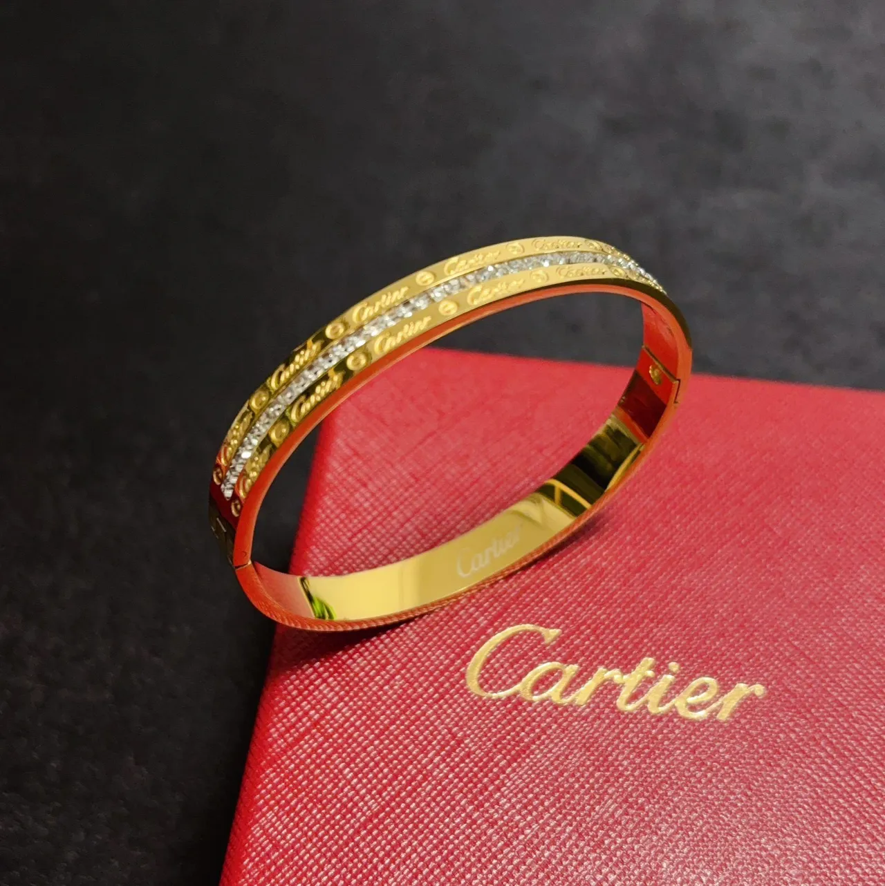 Cartier Love ذهب فضة Pavé-Set Screw-Motif سوار 4