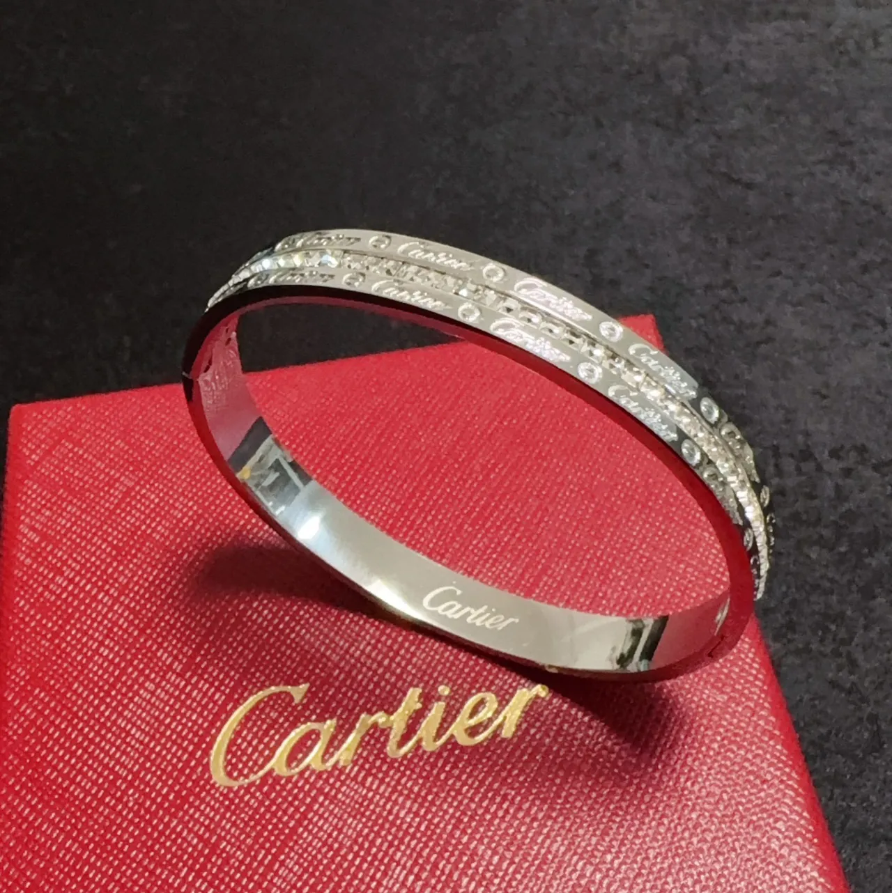 Cartier Love ذهب فضة Pavé-Set Screw-Motif سوار 5