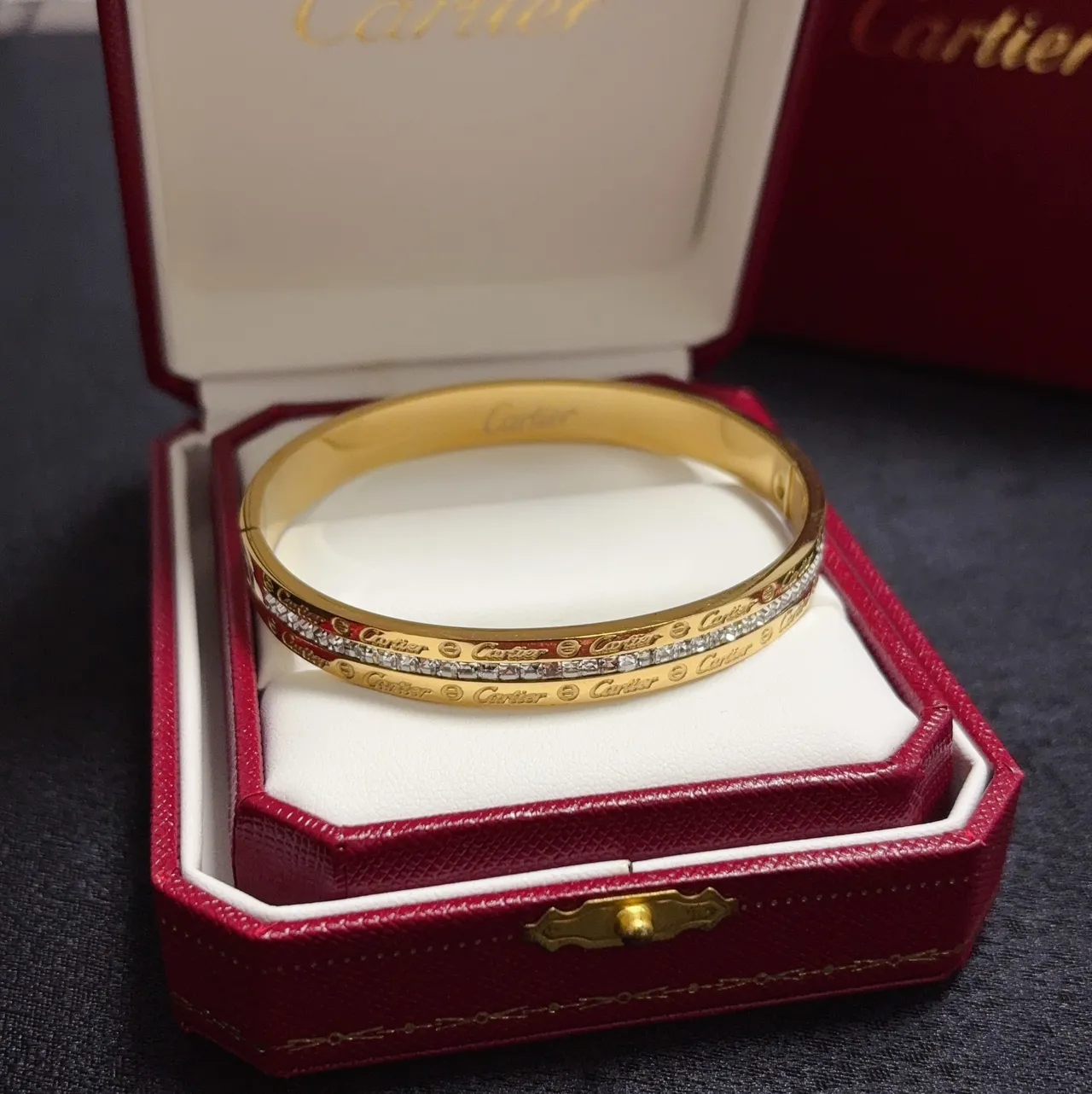 Cartier Love ذهب فضة Pavé-Set Screw-Motif سوار 6