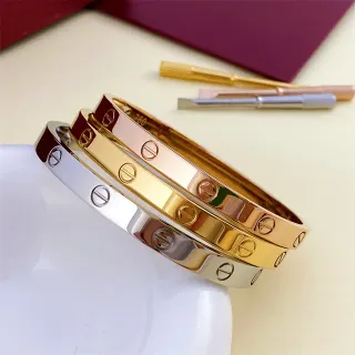 Cartier Love ذهبي فضي نقشة المسمار معدن مصقول سوار