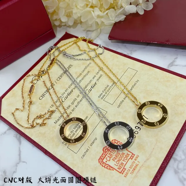 Cartier Love Colar de Ouro Polido com Círculo Aberto 4