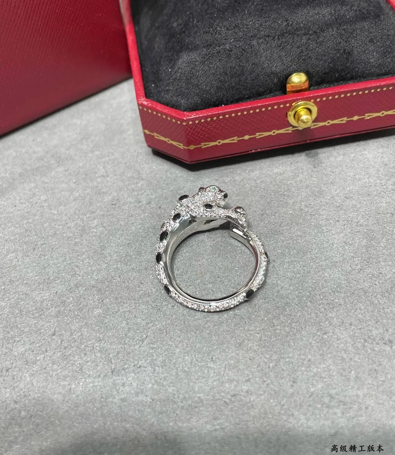 Cartier Panthère Panther Motif Pavé Diamond and Black Spot Ring 6