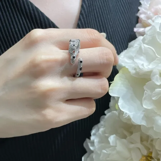 Cartier Panthère Panther Motif Pavé Diamond and Black Spot Ring 9