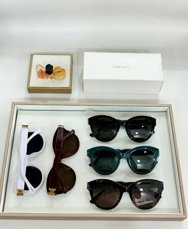 Óculos de Sol Cartier Panthère Estilo Teal Acetato Cat-Eye 3