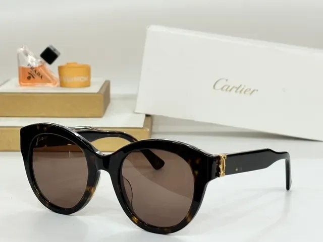 Óculos de Sol Cartier Panthère Estilo Teal Acetato Cat-Eye 7