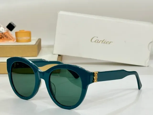 Óculos de Sol Cartier Panthère Estilo Teal Acetato Cat-Eye 8