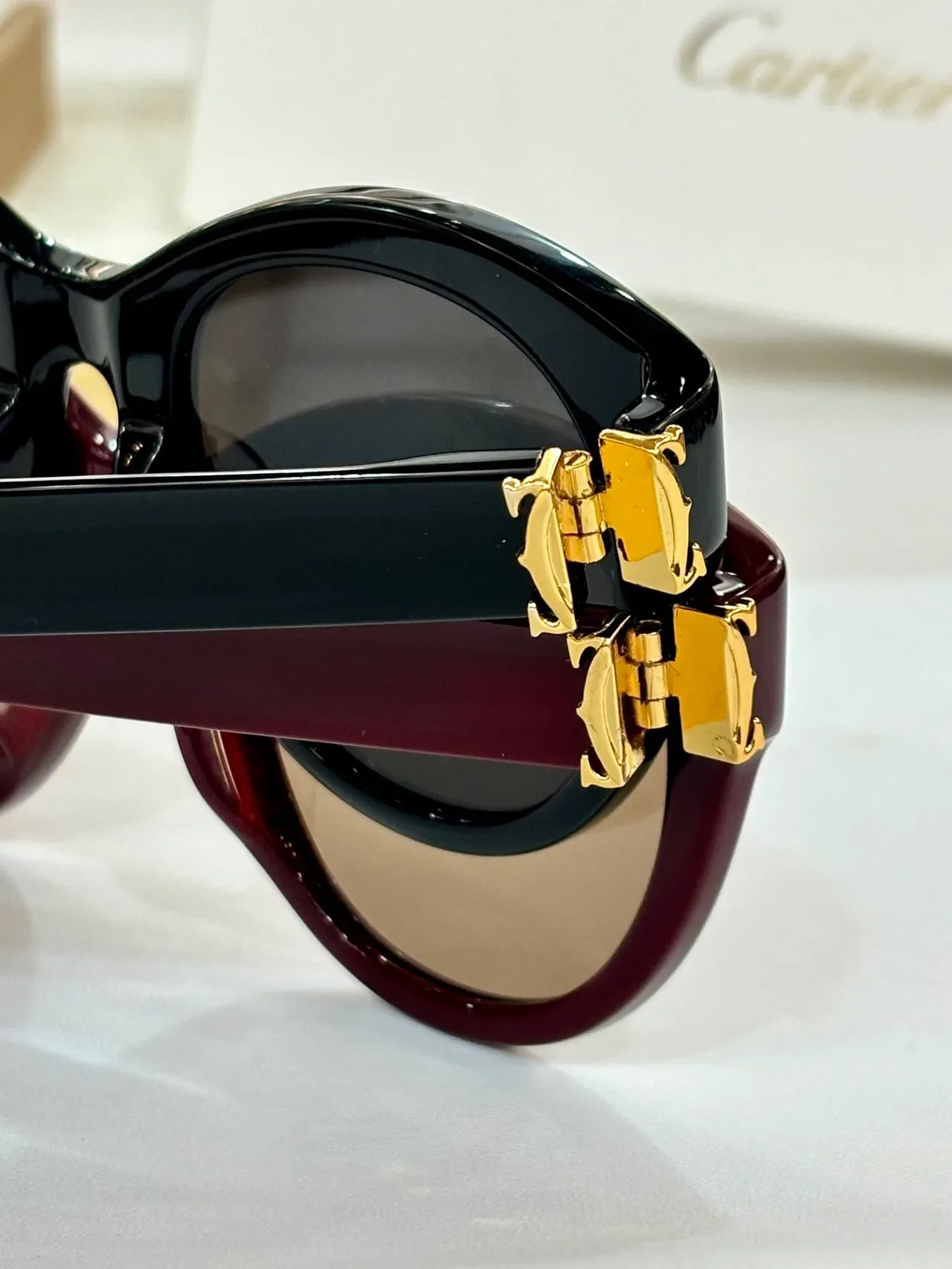 Óculos de Sol Cartier Panthère Estilo Teal Acetato Cat-Eye 9