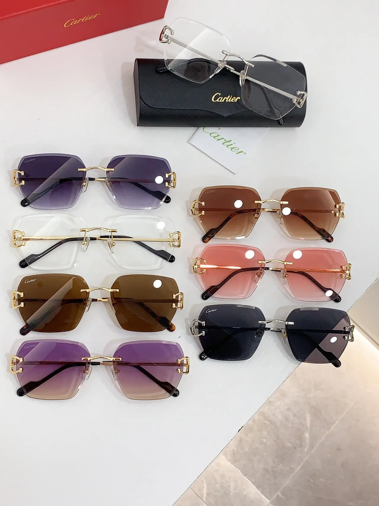 Cartier Rimless Geometric Gradient Purple Sunglasses 2