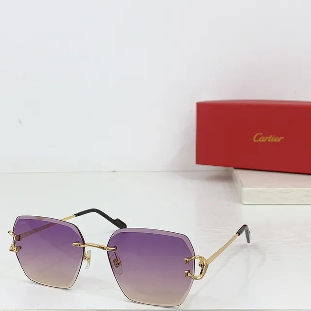 Cartier Rimless Geometric Gradient Purple Sunglasses 6