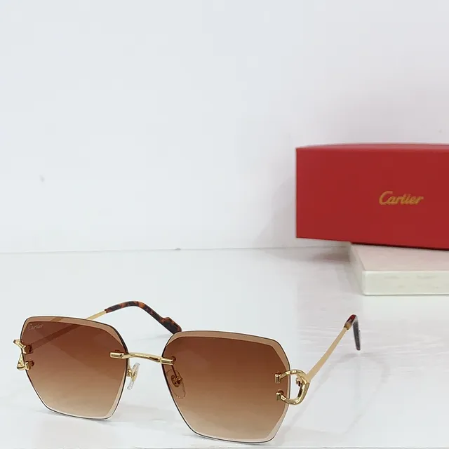 Cartier Rimless Geometric Gradient Purple Sunglasses 7