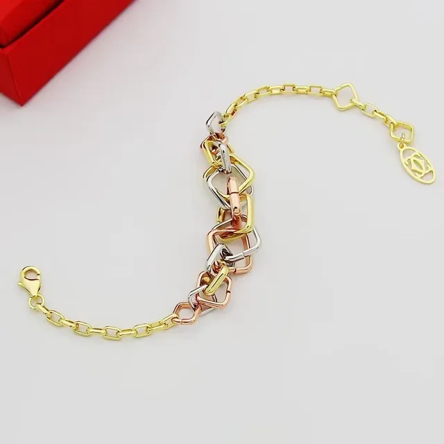 Cartier Tri-Color Gold Interlocking Link Bracelet 6