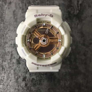 Casio Baby-G 米色金色 坚固树脂表壳 双色调模拟数字表盘 手表
