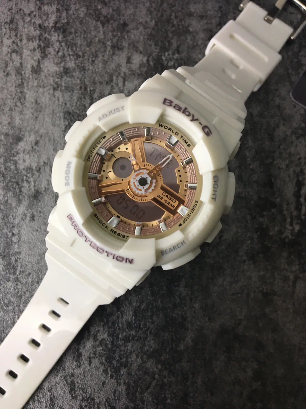 Casio Baby-G 米色金色 坚固树脂表壳 双色调模拟数字表盘 手表 5