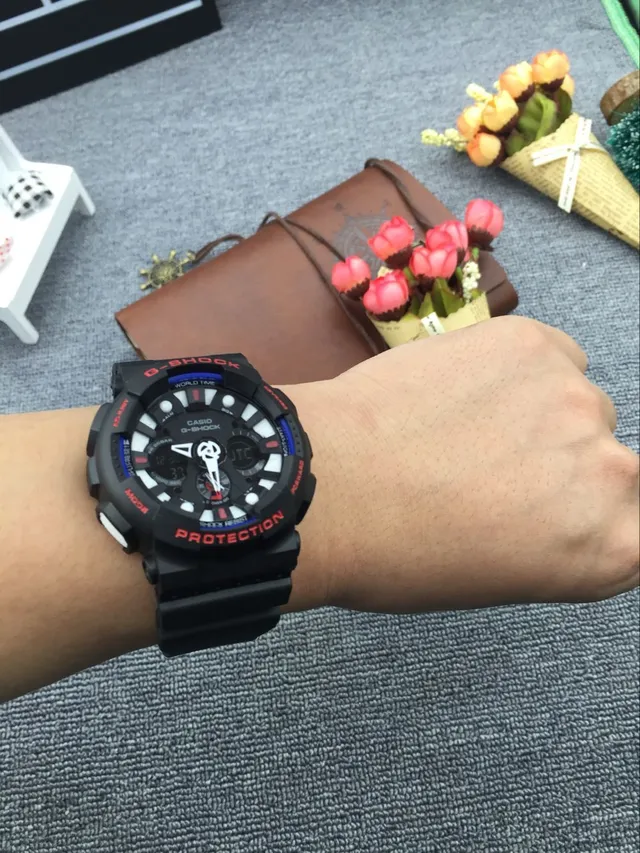 Casio G-Shock GA-100 Black Orange Blue Sports Watch 6