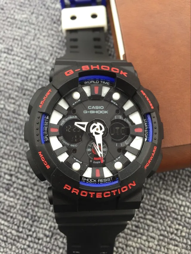 Casio G-Shock GA-100 Black Orange Blue Sports Watch 11