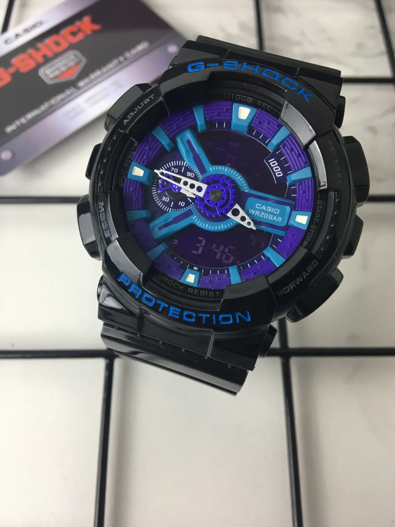 Casio G-Shock GA-100 काला बैंगनी सायन स्पोर्ट्स वॉच 2