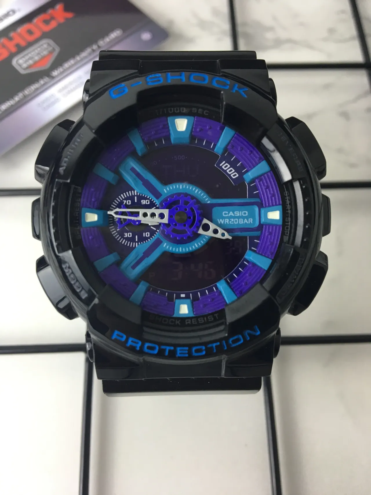 Casio G-Shock GA-100 काला बैंगनी सायन स्पोर्ट्स वॉच 3