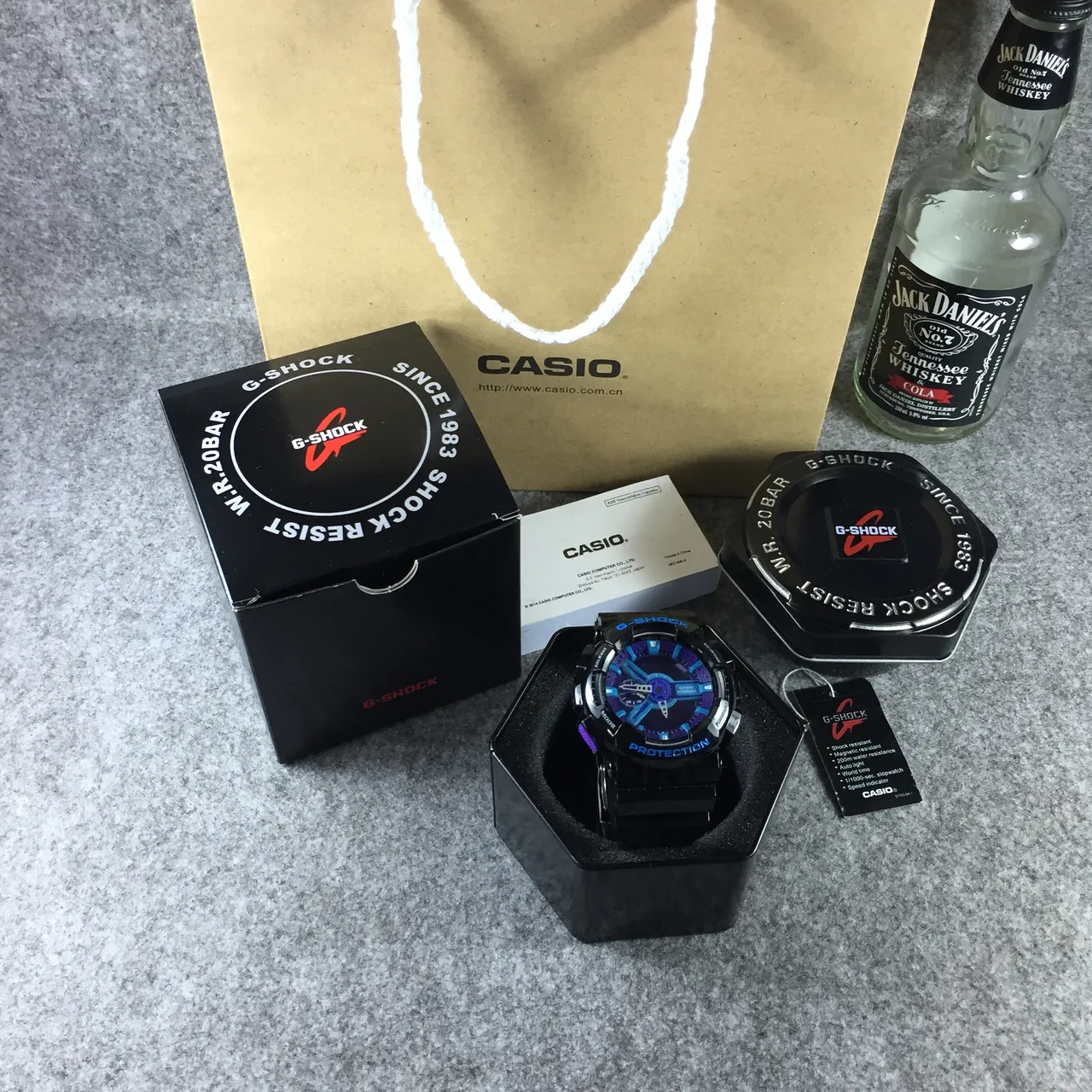 Casio G-Shock GA-100 काला बैंगनी सायन स्पोर्ट्स वॉच 7