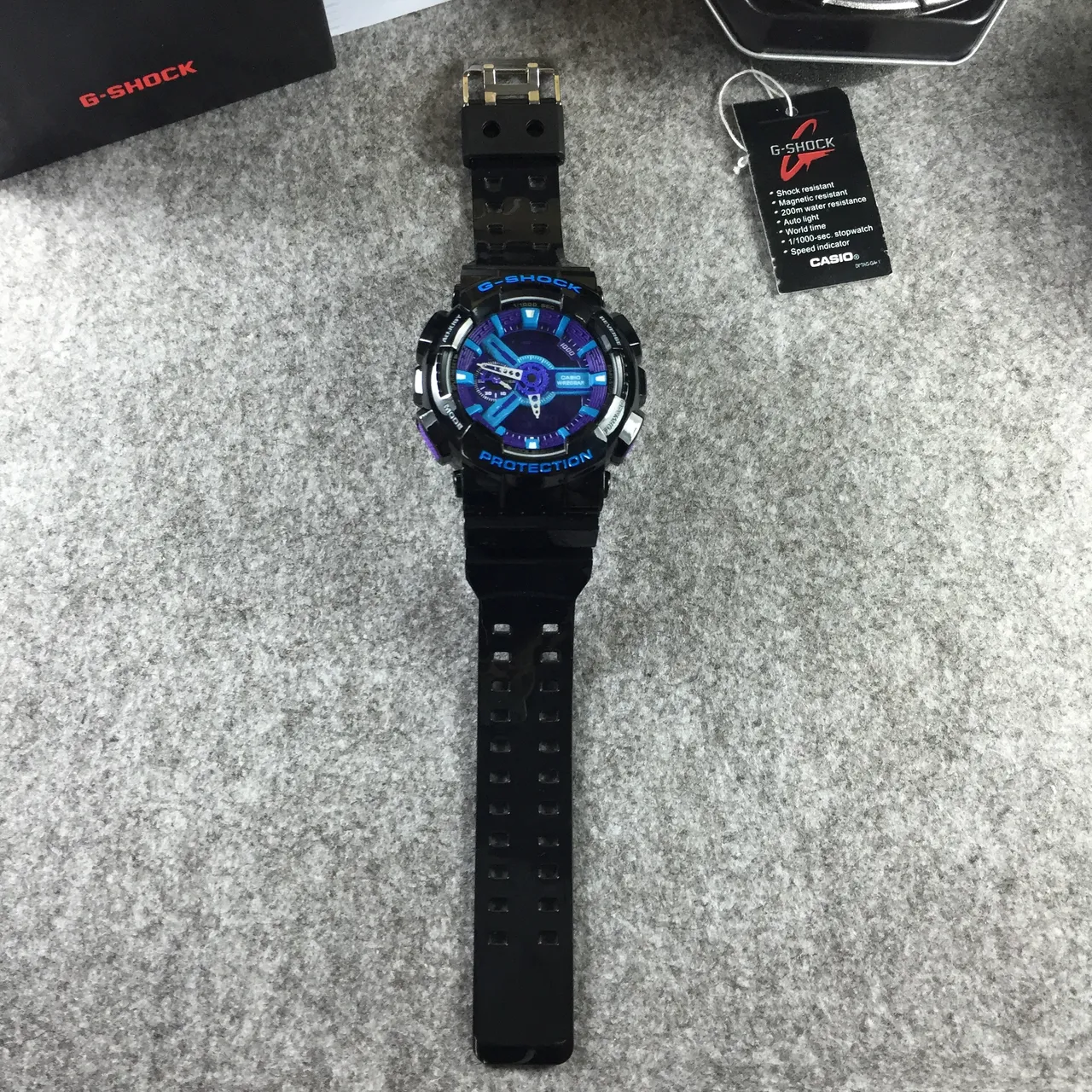 Casio G-Shock GA-100 काला बैंगनी सायन स्पोर्ट्स वॉच 12