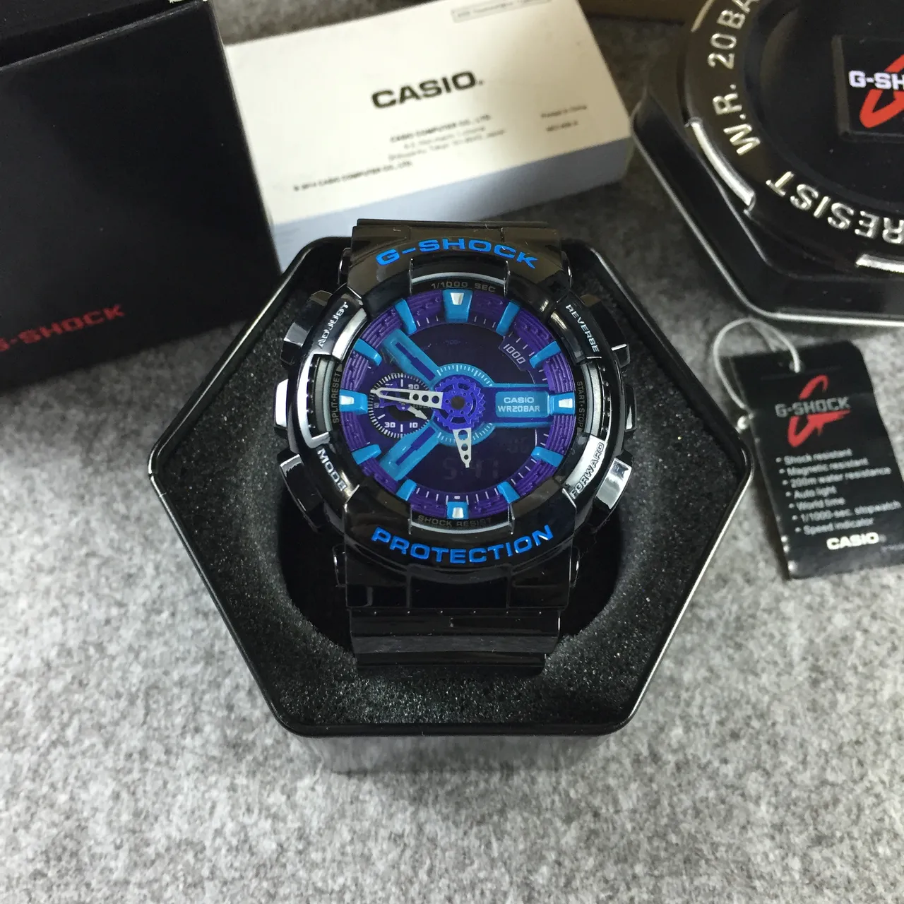 Casio G-Shock GA-100 काला बैंगनी सायन स्पोर्ट्स वॉच 13
