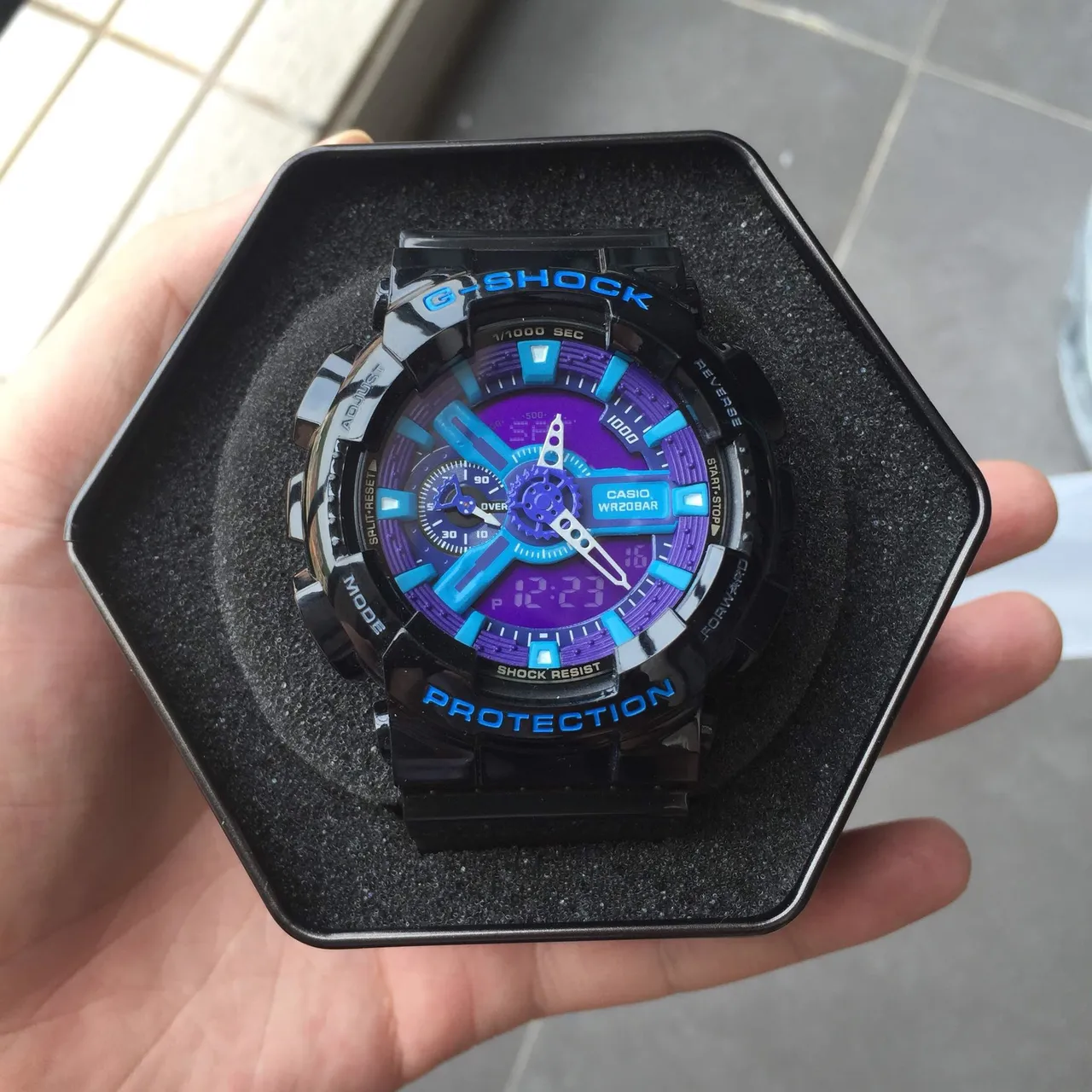Casio G-Shock GA-100 काला बैंगनी सायन स्पोर्ट्स वॉच 14