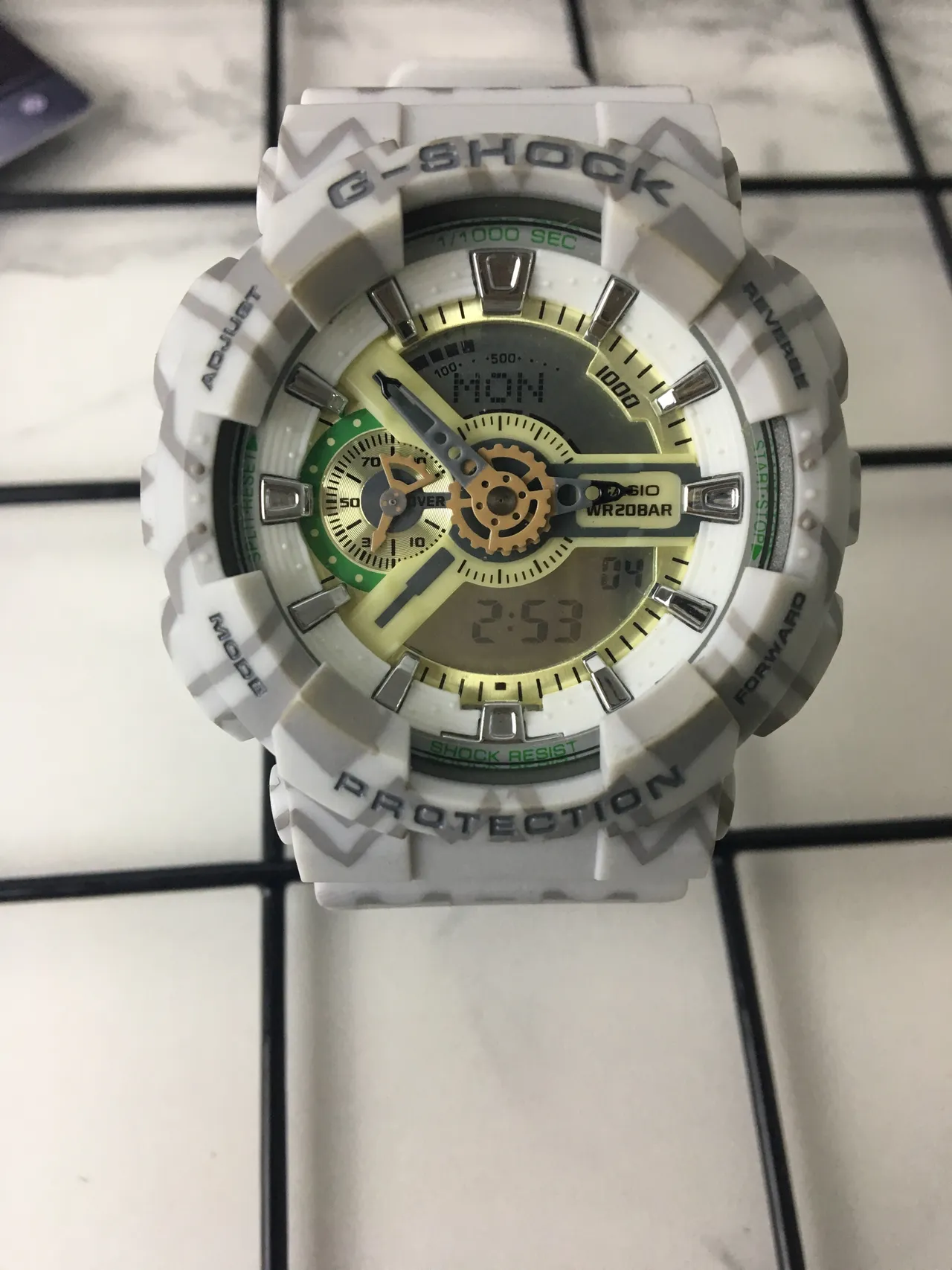 Casio G-Shock GA-100 Camouflage White Yellow Green Sports Watch 3