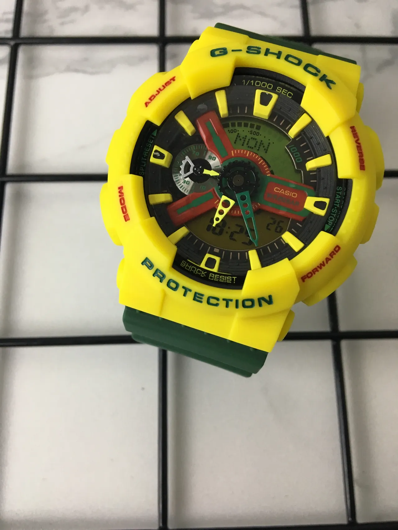 Casio G-Shock GA-100 Yellow and Green Sports Watch 2