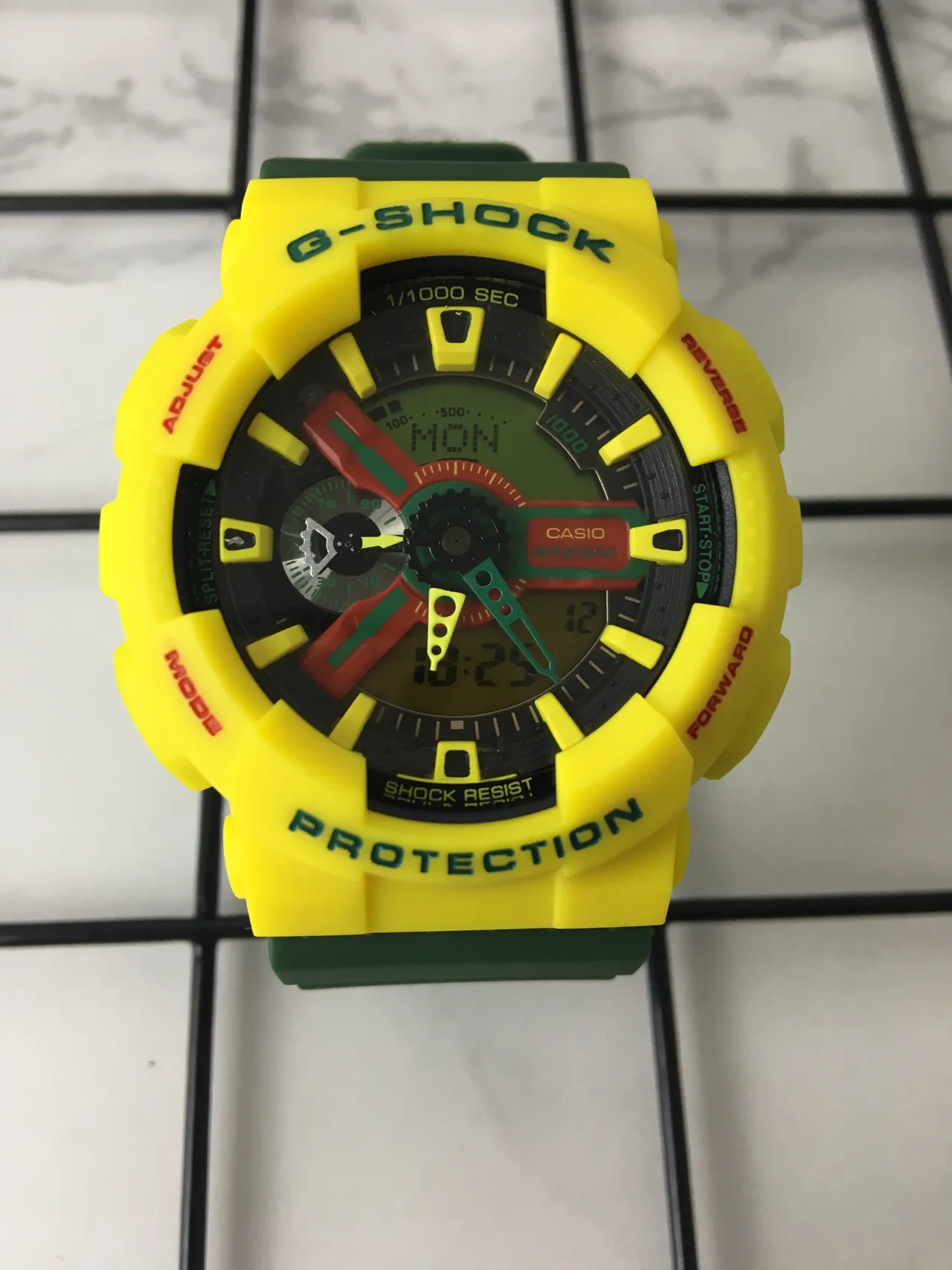 Casio G-Shock GA-100 Yellow and Green Sports Watch 3