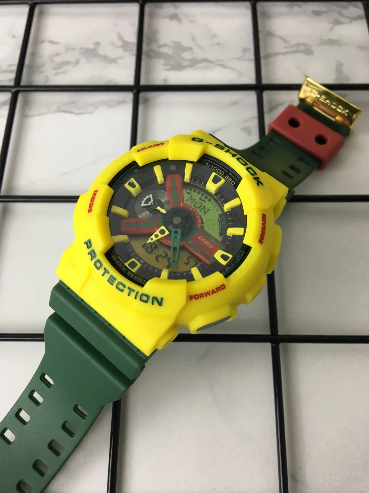 Casio G-Shock GA-100 Yellow and Green Sports Watch 4