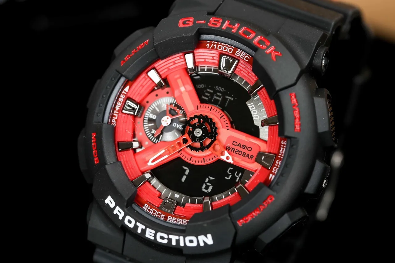 Casio G-Shock GA-110 Vermelho Preto Relógio Esportivo 5
