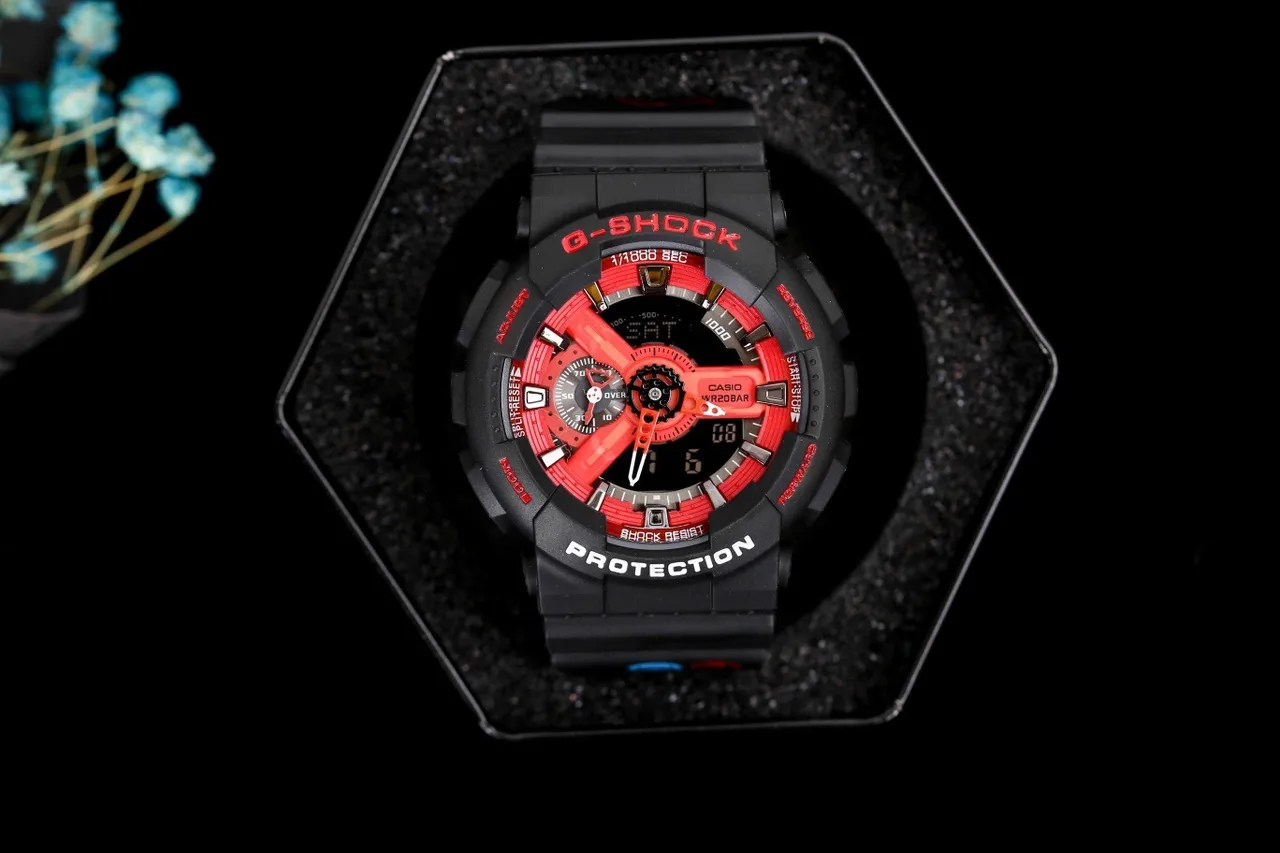 Casio G-Shock GA-110 Vermelho Preto Relógio Esportivo 6