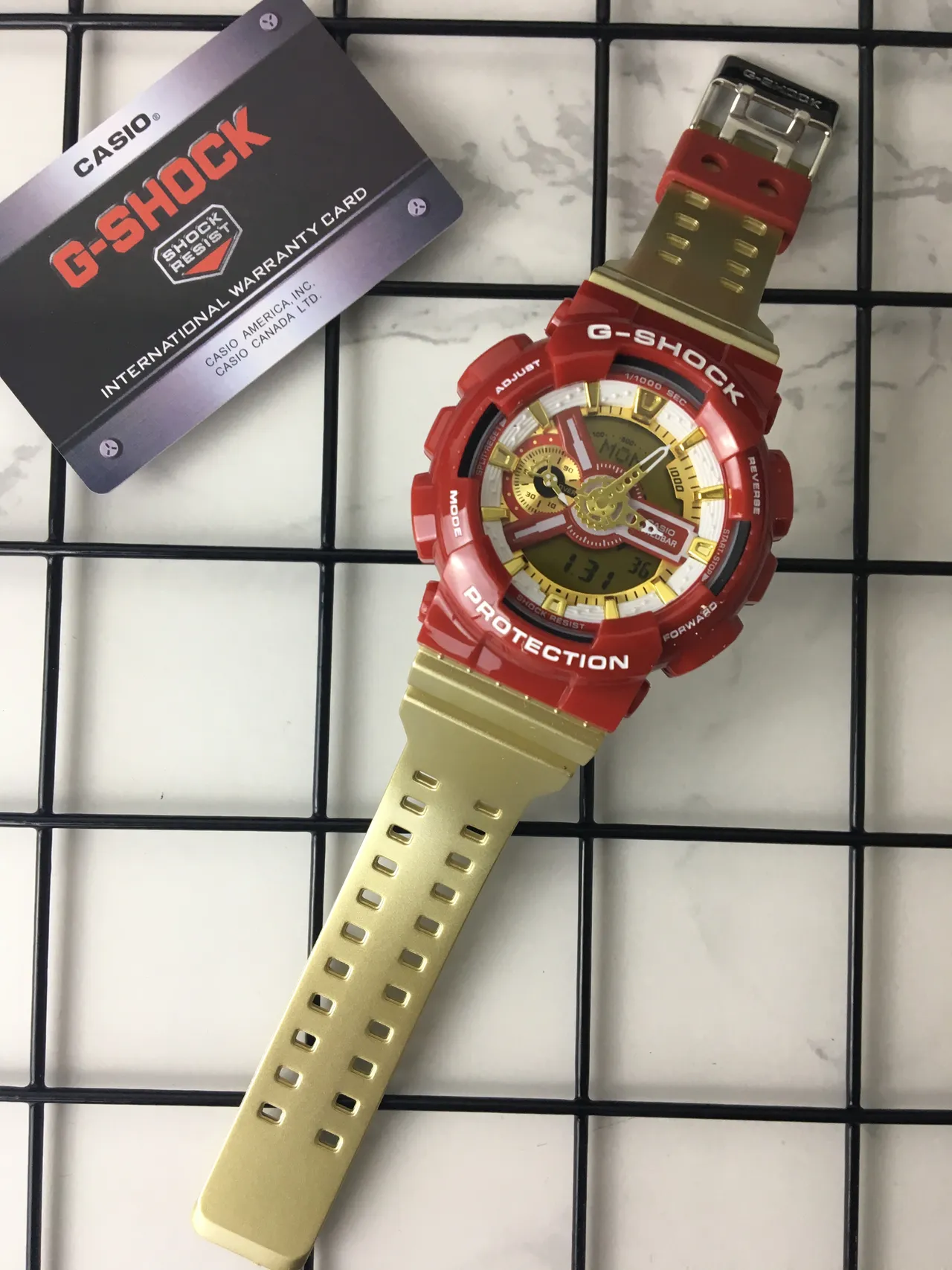 Casio Rouge Or épais résine boîtier accents matériel montre 6