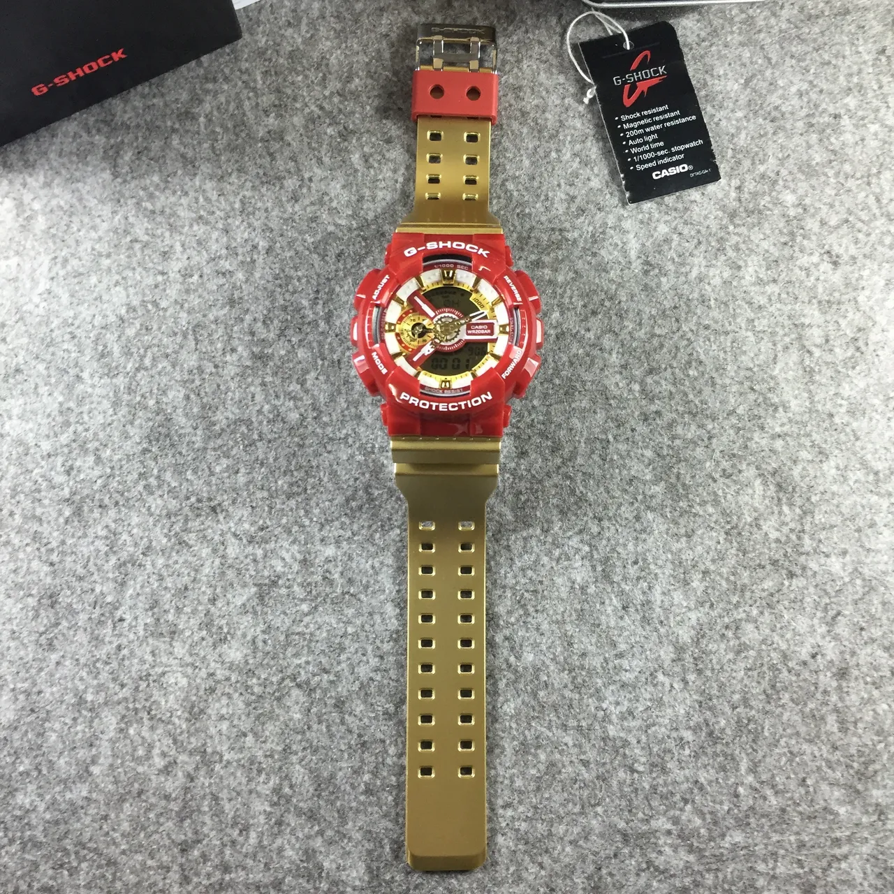 Casio Rouge Or épais résine boîtier accents matériel montre 12