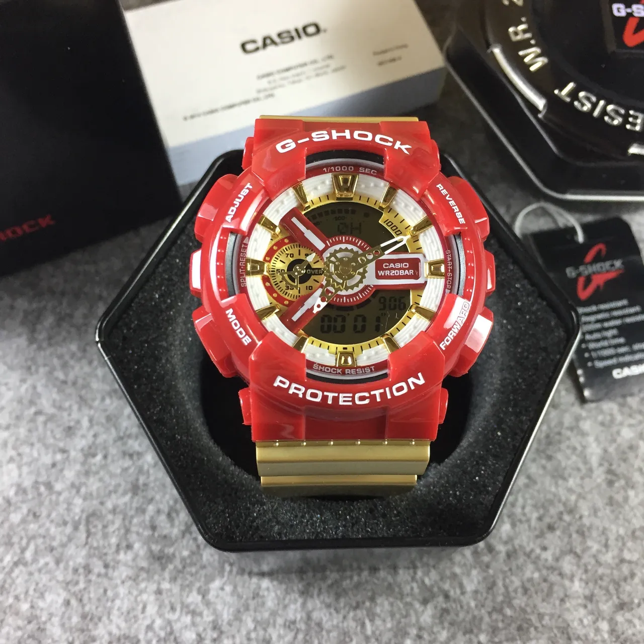 Casio Rouge Or épais résine boîtier accents matériel montre 13