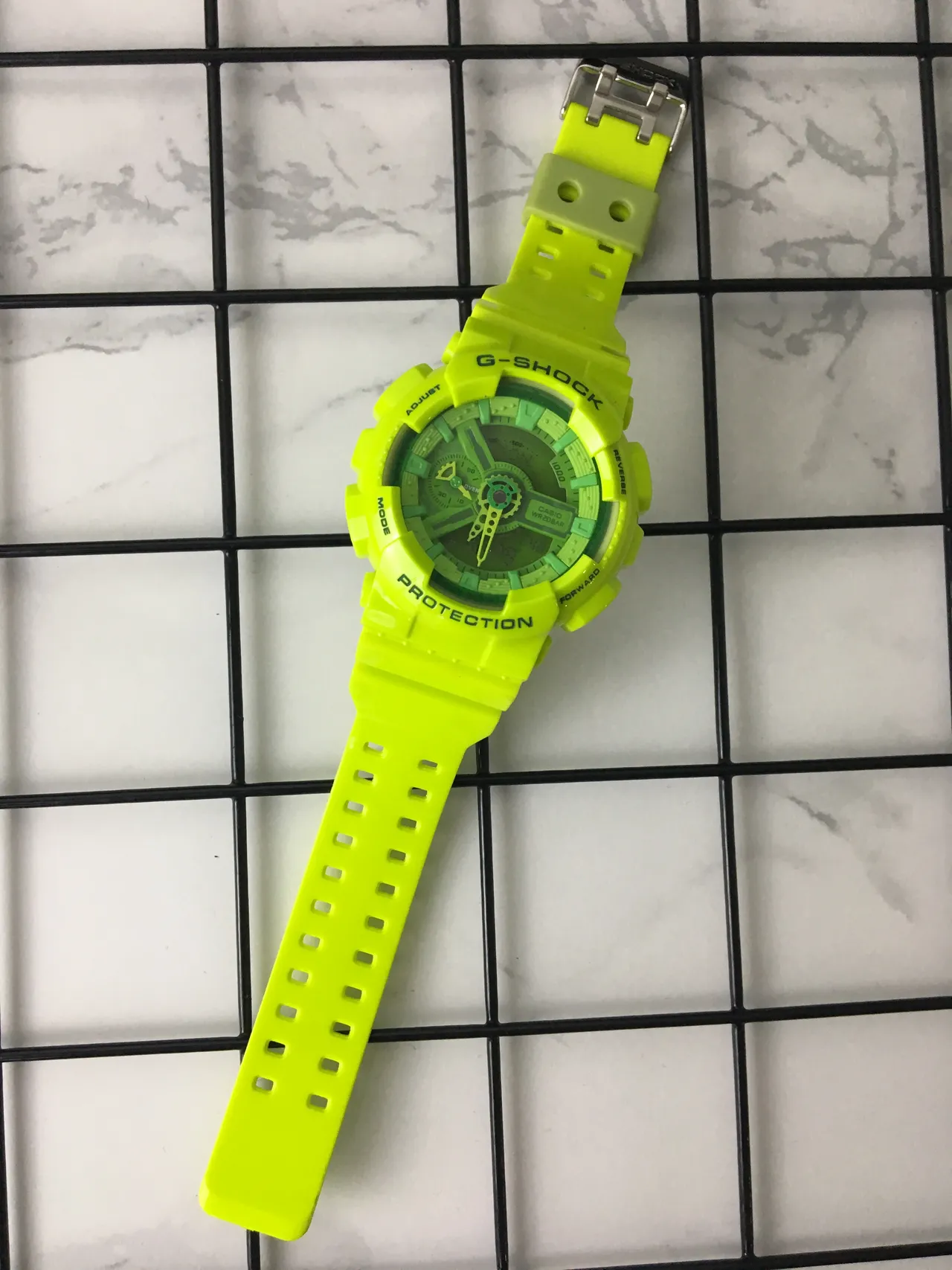 Casio पीला हरा रेजिन केस ड्यूल टाइम डिस्प्ले स्पोर्ट्स वॉच 6